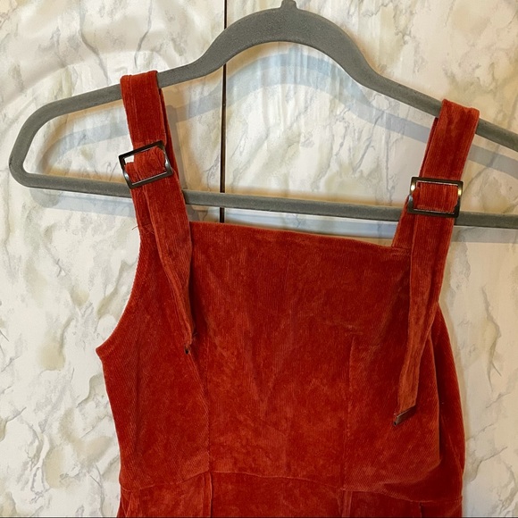 Topshop 2 rust orange corduroy mini dress pockets - Picture 6 of 9